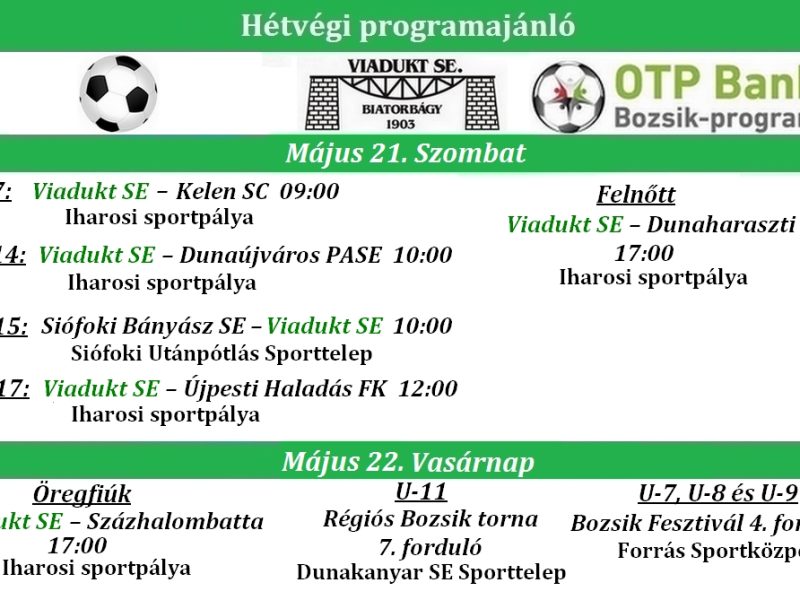 Labdarúgóink hétvégi mérkőzései (2022.05.21-22.) ⚽🟢